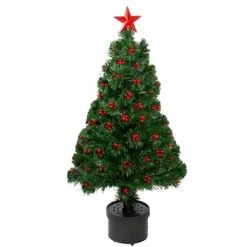 Northlight 3ft. Fiber Optic Color Changing Artificial Christmas Tree With Red Berries