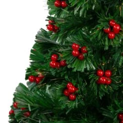 Northlight 3ft. Fiber Optic Color Changing Artificial Christmas Tree With Red Berries -Northlight D810416S 3