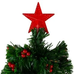 Northlight 3ft. Fiber Optic Color Changing Artificial Christmas Tree With Red Berries -Northlight D810416S 4