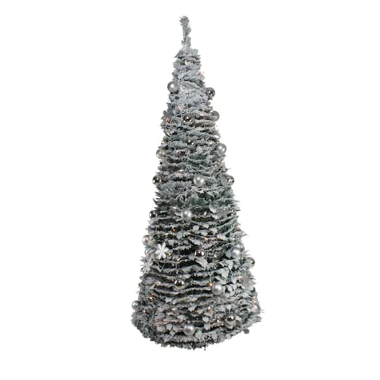 Northlight 6ft. Pre-Lit Flocked Pre-Decorated Pop-Up Artificial Christmas Tree 4 Northlight 6ft. Pre-Lit Flocked Pre-Decorated Pop-Up Artificial Christmas Tree - Image 2