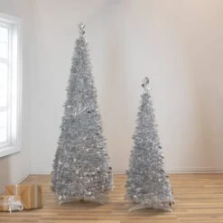 Northlight 6ft. Unlit Silver Tinsel Pop-Up Artificial Christmas Tree 10 Northlight 6ft. Unlit Silver Tinsel Pop-Up Artificial Christmas Tree -Northlight D810474S 2