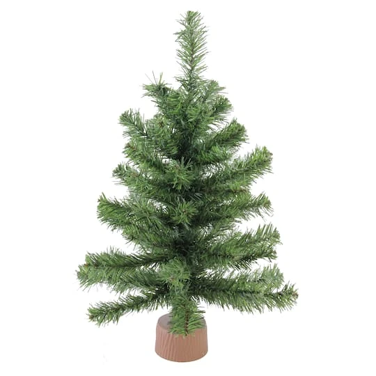 Northlight 18" Unlit Mini Canadian Pine Medium Artificial Christmas Tree With Faux Wood Base 4 Northlight 18" Unlit Mini Canadian Pine Medium Artificial Christmas Tree With Faux Wood Base - Image 2