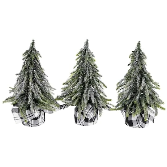 Northlight 9.5" Unlit Mini Silvery Pine Downswept Artificial Christmas Tree Set 4 Northlight 9.5" Unlit Mini Silvery Pine Downswept Artificial Christmas Tree Set - Image 2