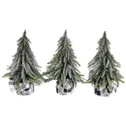 Northlight 9.5" Unlit Mini Silvery Pine Downswept Artificial Christmas Tree Set