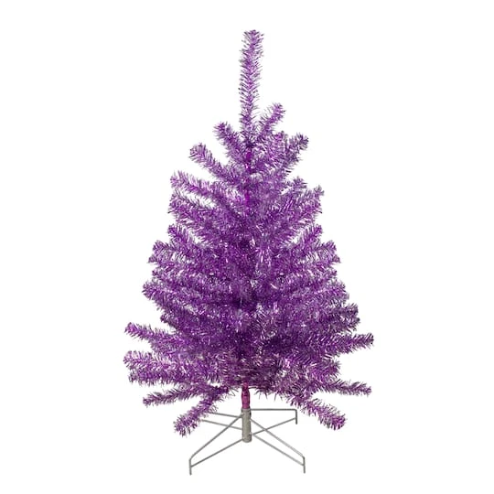 Northlight 3ft. Unlit Metallic Purple Tinsel Artificial Christmas Tree 4 Northlight 3ft. Unlit Metallic Purple Tinsel Artificial Christmas Tree - Image 2