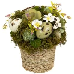 Northlight 7" Wooden Mixed Floral & Easter Egg Artificial Arrangement -Northlight D827019S 1 1