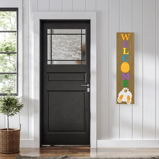 Northlight 3.25ft. Welcome Wooden Easter Bunny Porch Board Sign 5 Northlight 3.25ft. Welcome Wooden Easter Bunny Porch Board Sign - Image 3