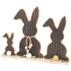 Northlight 15.75" Rabbit Trio Wooden Tree Bark Easter Decoration -Northlight D827026S 3