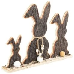Northlight 15.75" Rabbit Trio Wooden Tree Bark Easter Decoration -Northlight D827026S 4