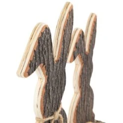Northlight 15.75" Rabbit Trio Wooden Tree Bark Easter Decoration -Northlight D827026S 5
