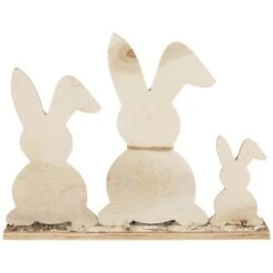 Northlight 15.75" Rabbit Trio Wooden Tree Bark Easter Decoration -Northlight D827026S 6