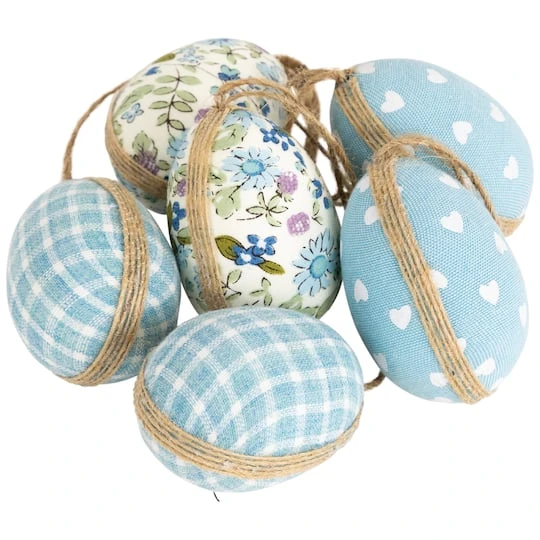 Northlight 2" Blue Easter Egg Ornament Décor, 6ct. 3 Northlight 2" Blue Easter Egg Ornament Décor, 6ct.
