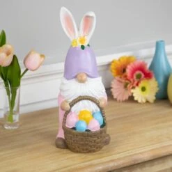 Northlight 11.5" Easter Bunny Gnome With Egg Basket Figurine -Northlight D827047S 2