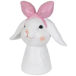 Northlight 7.5" White & Pink Easter Bunny Bust With Hair Bow -Northlight D827049S 3
