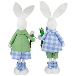 Northlight 18.75" Bunny Couple In Matching Checkered Outfits Easter Figures Set 13 Northlight 18.75" Bunny Couple In Matching Checkered Outfits Easter Figures Set -Northlight D827056S 5
