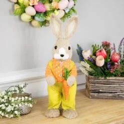 Northlight 16" Orange & Green Standing Boy Rabbit With Carrot Easter Figure 11 Northlight 16" Orange & Green Standing Boy Rabbit With Carrot Easter Figure -Northlight D827067S 2