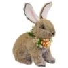 Northlight 8.5" Plush Rabbit With Flower Wreath Easter Figurine -Northlight D827073S 1