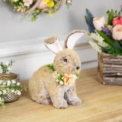 Northlight 8.5" Plush Rabbit With Flower Wreath Easter Figurine 10 Northlight 8.5" Plush Rabbit With Flower Wreath Easter Figurine -Northlight D827073S 2