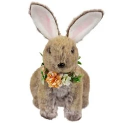 Northlight 8.5" Plush Rabbit With Flower Wreath Easter Figurine 12 Northlight 8.5" Plush Rabbit With Flower Wreath Easter Figurine -Northlight D827073S 4