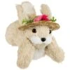 Northlight 8.75" Beige Rabbit With Floral Straw Hat Easter Figurine -Northlight D827079S 1