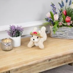 Northlight 8.75" Beige Rabbit With Floral Straw Hat Easter Figurine 12 Northlight 8.75" Beige Rabbit With Floral Straw Hat Easter Figurine -Northlight D827079S 3