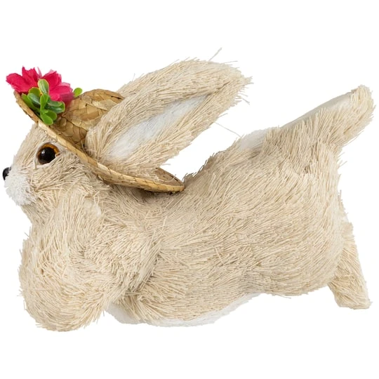 Northlight 8.75" Beige Rabbit With Floral Straw Hat Easter Figurine 9 Northlight 8.75" Beige Rabbit With Floral Straw Hat Easter Figurine - Image 7