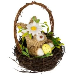 Northlight 7" Easter Rabbit With Twig Basket Accent -Northlight D827085S 4