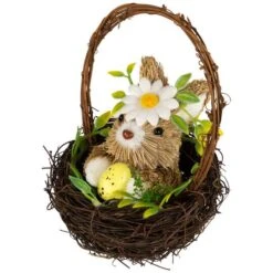 Northlight 7" Easter Rabbit With Twig Basket Accent -Northlight D827085S 5