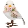 Northlight 7" White Plush Bird Accent With Gingham Bow