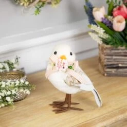 Northlight 7" White Plush Bird Accent With Gingham Bow 10 Northlight 7" White Plush Bird Accent With Gingham Bow -Northlight D827088S 2