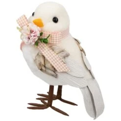 Northlight 7" White Plush Bird Accent With Gingham Bow 11 Northlight 7" White Plush Bird Accent With Gingham Bow -Northlight D827088S 3