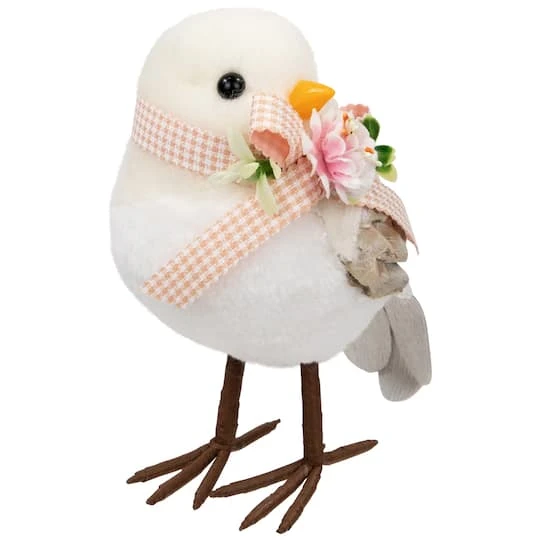 Northlight 7" White Plush Bird Accent With Gingham Bow 7 Northlight 7" White Plush Bird Accent With Gingham Bow - Image 5
