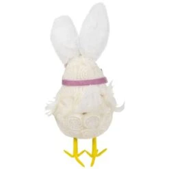 Northlight 8.75" Floral Easter Chick Accent With Polka Dot Faux Fur Rabbit Ears -Northlight D827091S 6