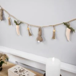 Northlight 4ft. Beige & White Carrot & Plush Easter Bunny Garland -Northlight D827096S 2