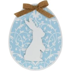 Northlight 9.5" Easter Egg Bunny Wall Décor With Burlap Bow