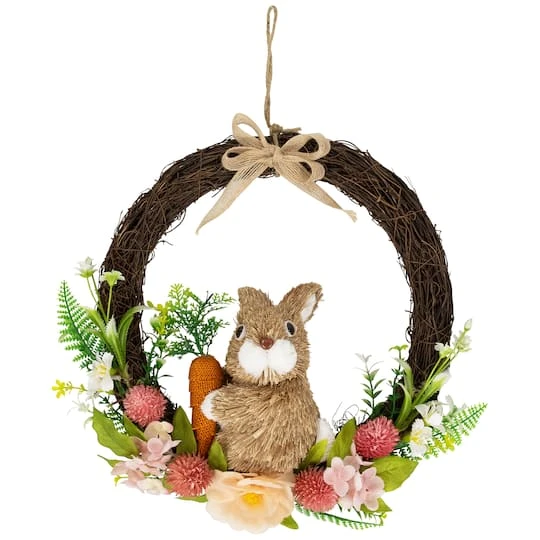 Northlight 12" Floral Grapevine Spring Easter Wreath With Rabbit 3 Northlight 12" Floral Grapevine Spring Easter Wreath With Rabbit