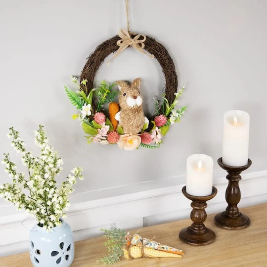 Northlight 12" Floral Grapevine Spring Easter Wreath With Rabbit 5 Northlight 12" Floral Grapevine Spring Easter Wreath With Rabbit - Image 3