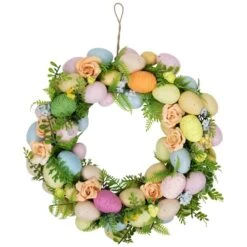 Northlight 15" Artificial Floral Easter Egg Spring Wreath