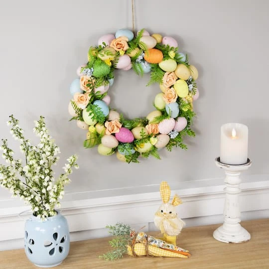 Northlight 15" Artificial Floral Easter Egg Spring Wreath 5 Northlight 15" Artificial Floral Easter Egg Spring Wreath - Image 3