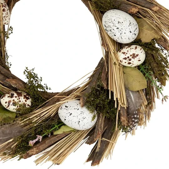 Northlight 14" Speckled Eggs & Feathers Artificial Easter Wreath 6 Northlight 14" Speckled Eggs & Feathers Artificial Easter Wreath - Image 4
