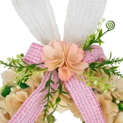 Northlight 18" Wooden Floral Artificial Easter Wreath With Rabbit Ears & Paws -Northlight D827107S 3