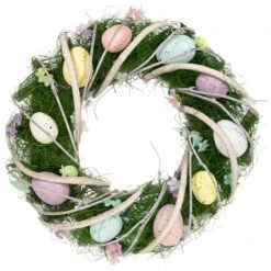 Northlight 15" Speckled Eggs & Spring Flowers Easter Wreath