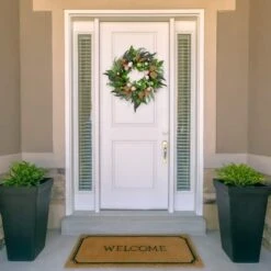 Northlight 22" Easter Egg & Burlap Ribbon Mixed Foliage Twig Wreath -Northlight D827115S 2