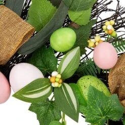 Northlight 22" Easter Egg & Burlap Ribbon Mixed Foliage Twig Wreath -Northlight D827115S 5