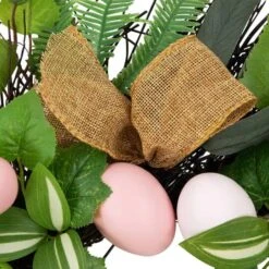 Northlight 22" Easter Egg & Burlap Ribbon Mixed Foliage Twig Wreath -Northlight D827115S 6