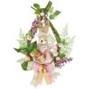 Northlight 20" Pink Flower Bunny Moss Vines Teardrop Easter Wreath