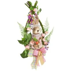 Northlight 20" Pink Flower Bunny Moss Vines Teardrop Easter Wreath 12 Northlight 20" Pink Flower Bunny Moss Vines Teardrop Easter Wreath -Northlight D827116S 3