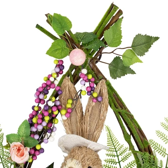 Northlight 20" Pink Flower Bunny Moss Vines Teardrop Easter Wreath 7 Northlight 20" Pink Flower Bunny Moss Vines Teardrop Easter Wreath - Image 5