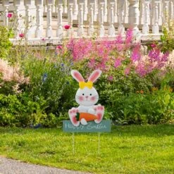 Northlight 18.75" Bunny With Carrot Happy Easter Outdoor Garden Stake -Northlight D827123S 2