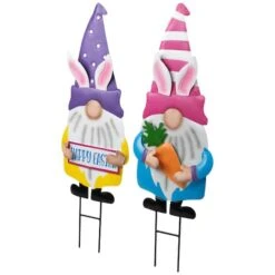 Northlight 27" Gnomes With Bunny Ears Easter Outdoor Garden Stakes, 2ct. -Northlight D827124S 3